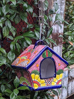 Ceramic Bird Feeder Talavera Pottery, Decorative Outdoor Hanging Feeder Station, Handmade Mexican Pottery to Attract Wild Birds