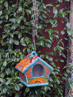 Ceramic Bird Feeder Talavera Pottery, Decorative Outdoor Hanging Feeder Station, Handmade Mexican Pottery to Attract Wild Birds