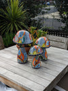 Mushroom Garden Decor & Yard Art, Ceramic Talavera Pottery, Unique Home Decor, 3 Toadstools Handmade in Mexico