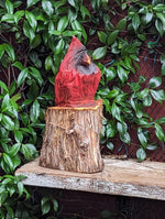 Handmade Northern Cardinal | Home Decor or Yard Art Made in the USA by Wood Chainsaw Artist in Texas