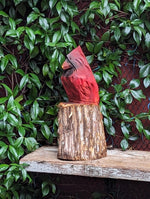 Handmade Northern Cardinal | Home Decor or Yard Art Made in the USA by Wood Chainsaw Artist in Texas