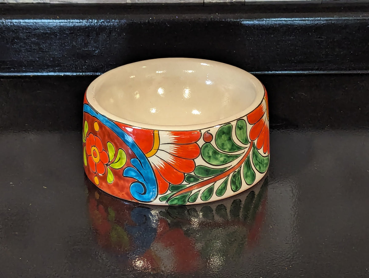 Dog Dish Ceramic Pet Bowl, Talavera Pottery for Small Dog, Hand Painted Dog Lover Gift, Pet Bowls