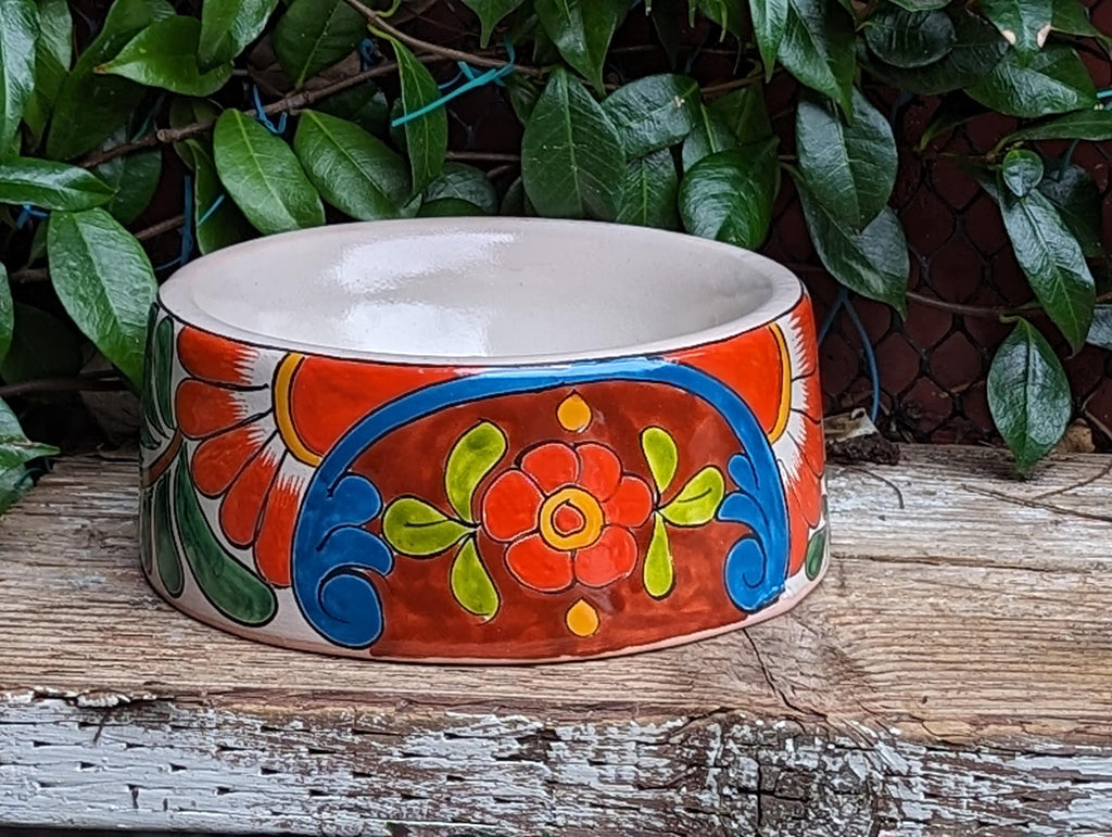 Dog Dish Ceramic Pet Bowl, Talavera Pottery for Small Dog, Hand Painted Dog Lover Gift, Pet Bowls