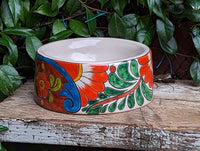 Dog Dish Ceramic Pet Bowl, Talavera Pottery for Small Dog, Hand Painted Dog Lover Gift, Pet Bowls