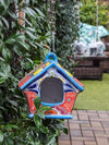 Ceramic Bird Feeder Talavera Pottery, Decorative Outdoor Hanging Feeder Station, Handmade Mexican Pottery to Attract Wild Birds