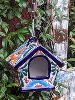 Ceramic Bird Feeder Talavera Pottery, Decorative Outdoor Hanging Feeder Station, Handmade Mexican Pottery to Attract Wild Birds