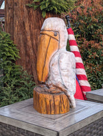 Pelican Garden Decoration | Outdoor Decor & Yard Art | Handmade Housewarming Gift for Home or Patio Decor, Chainsaw Carved Pelican 25in Tall