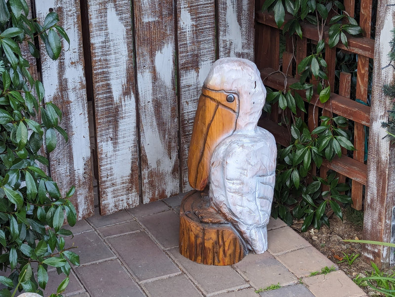 Pelican Garden Decoration is Handmade Outdoor Decor & Yard Art | Housewarming Gift for Porch or Patio Chainsaw Carved