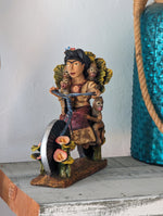 Handmade Gift | Woman on Bicycle with 4 Monkeys Original Art & Clay Figurine, Unique Home Decor from Oaxaca, Mexico by Jose Juan Aguilar