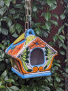 Ceramic Bird Feeder Talavera Pottery, Decorative Outdoor Hanging Feeder Station, Handmade Mexican Pottery to Attract Wild Birds