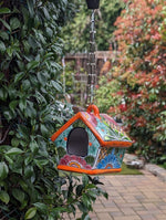 Ceramic Bird Feeder Talavera Pottery, Decorative Outdoor Hanging Feeder Station, Handmade Mexican Pottery to Attract Wild Birds