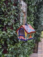 Ceramic Bird Feeder Talavera Pottery, Decorative Outdoor Hanging Feeder Station, Handmade Mexican Pottery to Attract Wild Birds