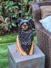 Chainsaw Carved Black Bear Garden Decor & Yard Art to Greet Your Guests with a Handmade Wooden Statue on Your Front Porch 16-20in Tall