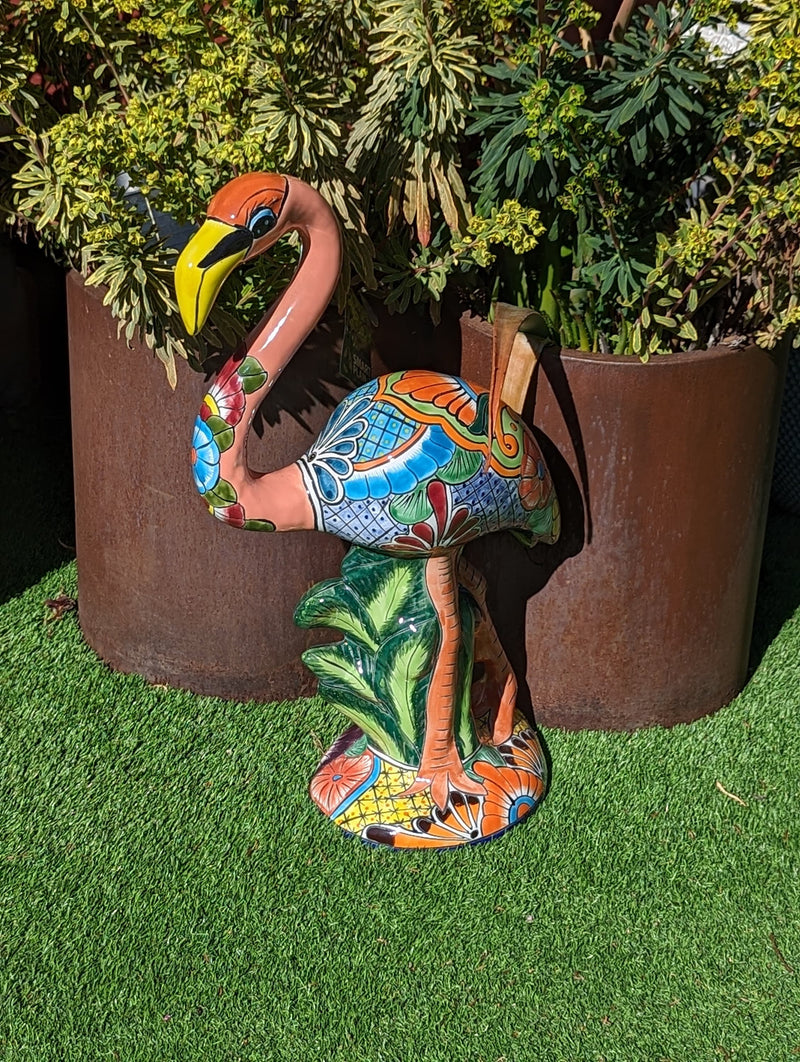 Pink Flamingo Home Decor or Yard Art, Talavera Pottery to use as Home Decor, Porch Decoration or Outdoor Decor