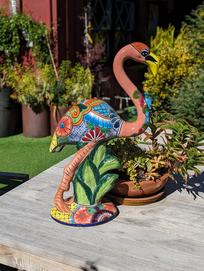 Pink Flamingo Home Decor or Yard Art, Talavera Pottery to use as Home Decor, Porch Decoration or Outdoor Decor