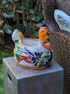 Talavera Chicken Planter & Ceramic Flower Pot, Handmade Outdoor Yard Decor or Indoor Plant Pot, Colorful Mexican Garden Decor