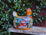 Talavera Chicken Planter & Ceramic Flower Pot, Handmade Outdoor Yard Decor or Indoor Plant Pot, Colorful Mexican Garden Decor