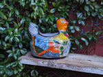 Talavera Chicken Ceramic Planter & Colorful Flower Pot, Handmade Outdoor Yard Decor or Indoor Plant Pot, Colorful Mexican Garden Decor