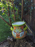 Stunning 10.5" Round Planter, Talavera Ceramic Flower Pot, Use Handmade Pottery for Outdoor Garden Decor or Indoor Home Decor, Unique Gift
