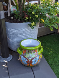 Stunning 10.5" Round Planter, Talavera Ceramic Flower Pot, Use Handmade Pottery for Outdoor Garden Decor or Indoor Home Decor, Unique Gift