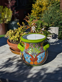 Stunning 10.5" Round Planter, Talavera Ceramic Flower Pot, Use Handmade Pottery for Outdoor Garden Decor or Indoor Home Decor, Unique Gift
