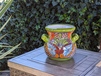 Stunning 10.5" Round Planter, Talavera Ceramic Flower Pot, Use Handmade Pottery for Outdoor Garden Decor or Indoor Home Decor, Unique Gift