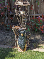 Chainsaw Carved Black Bear Garden Decor & Yard Art to Greet Your Guests with a Handmade Wooden Statue on Your Front Porch 16-20in Tall