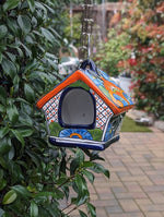 Ceramic Bird Feeder Talavera Pottery, Decorative Outdoor Hanging Feeder Station, Handmade Mexican Pottery to Attract Wild Birds