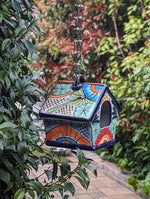 Ceramic Bird Feeder Talavera Pottery, Decorative Outdoor Hanging Feeder Station, Handmade Mexican Pottery to Attract Wild Birds