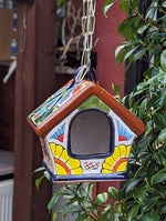 Ceramic Bird Feeder Talavera Pottery, Decorative Outdoor Hanging Feeder Station, Handmade Mexican Pottery to Attract Wild Birds