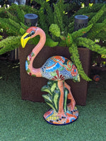 Pink Flamingo Home Decor or Yard Art, Talavera Pottery to use as Home Decor, Porch Decoration or Outdoor Decor