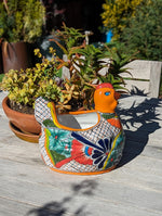 Talavera Chicken Planter & Ceramic Flower Pot, Handmade Outdoor Yard Decor or Indoor Plant Pot, Colorful Mexican Garden Decor