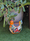 Talavera Chicken Planter & Ceramic Flower Pot, Handmade Outdoor Yard Decor or Indoor Plant Pot, Colorful Mexican Garden Decor