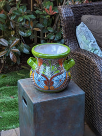 Stunning 10.5" Round Planter, Talavera Ceramic Flower Pot, Use Handmade Pottery for Outdoor Garden Decor or Indoor Home Decor, Unique Gift