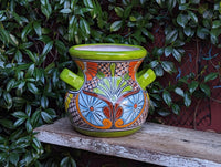 Stunning 10.5" Round Planter, Talavera Ceramic Flower Pot, Use Handmade Pottery for Outdoor Garden Decor or Indoor Home Decor, Unique Gift