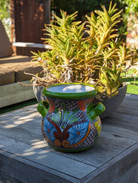 Stunning 10.5" Round Planter, Talavera Ceramic Flower Pot, Use Handmade Pottery for Outdoor Garden Decor or Indoor Home Decor, Unique Gift