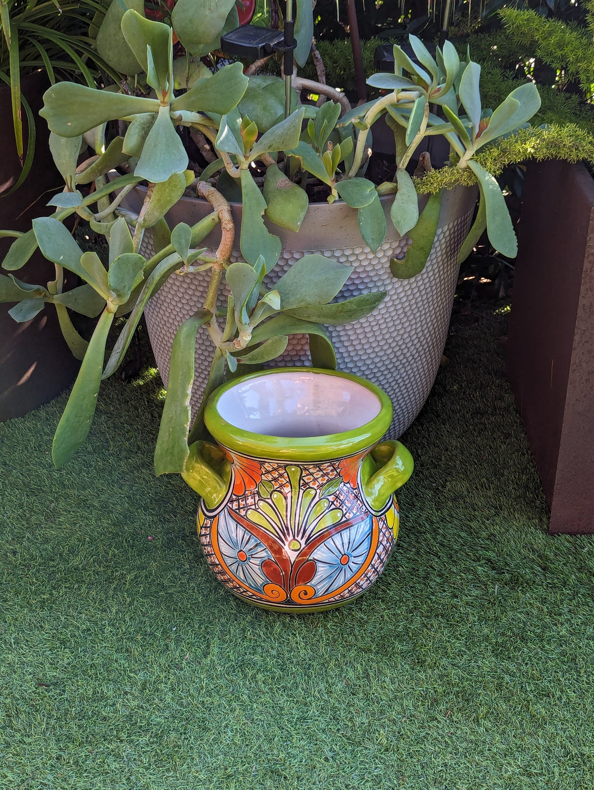Stunning 10.5" Round Planter, Talavera Ceramic Flower Pot, Use Handmade Pottery for Outdoor Garden Decor or Indoor Home Decor, Unique Gift