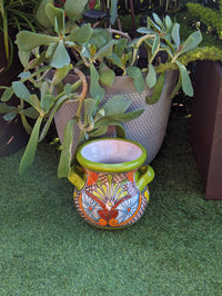 Stunning 10.5" Round Planter, Talavera Ceramic Flower Pot, Use Handmade Pottery for Outdoor Garden Decor or Indoor Home Decor, Unique Gift